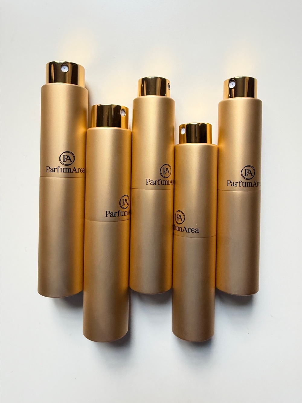 Set of 5 Gold Refillable Perfume
Atomizers Glass+Metal 5ml/0.17oz, 10ml/0.34oz